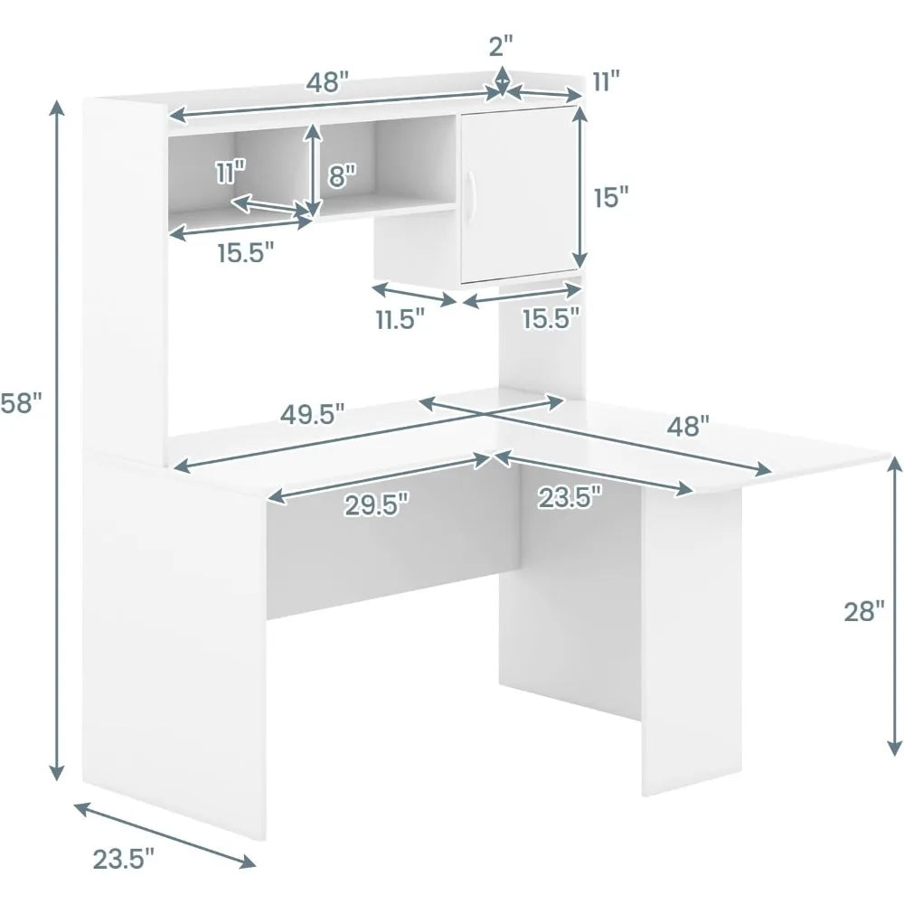 L Shaped Corner Desk with Hutch