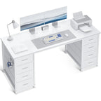 48 Inch White Computer Desk With 8 Drawers