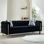 84-Inch High-Arm Upholstered Sofa, Black