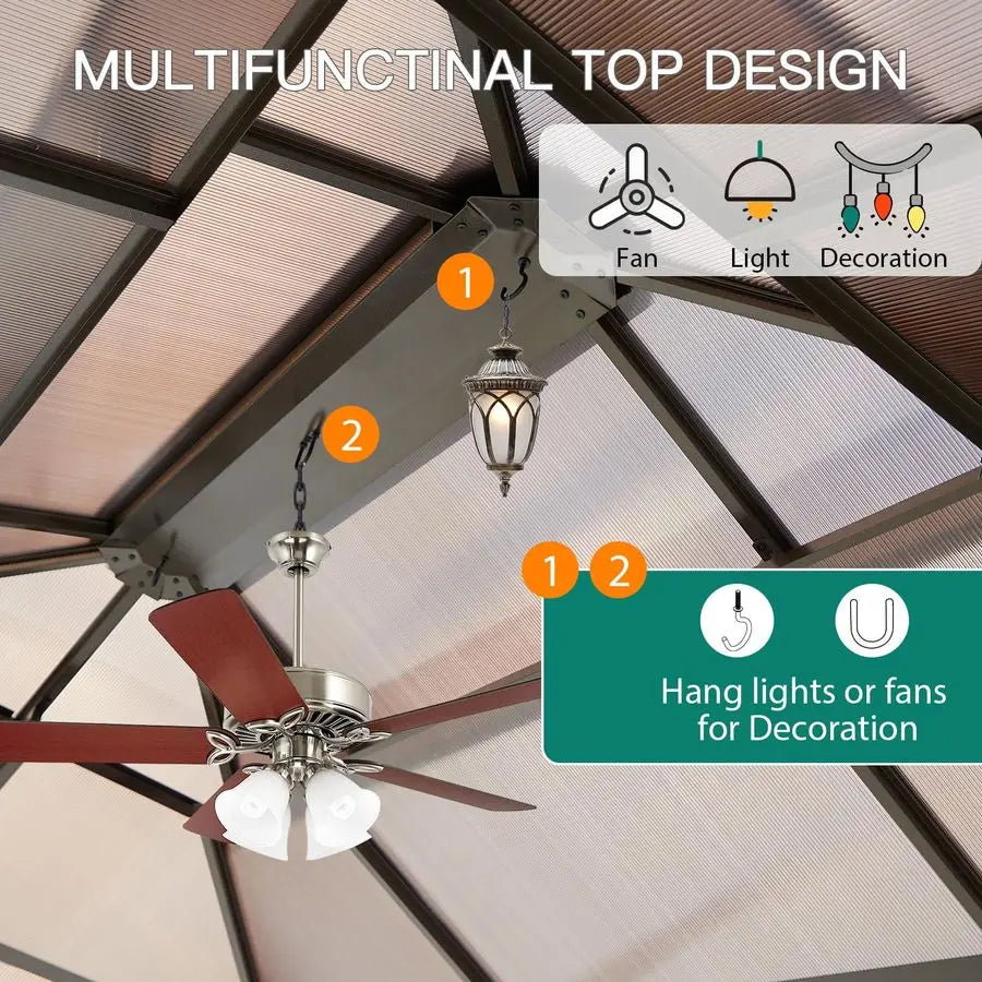 10X12 ft Hardtop Polycarbonate Gazebo