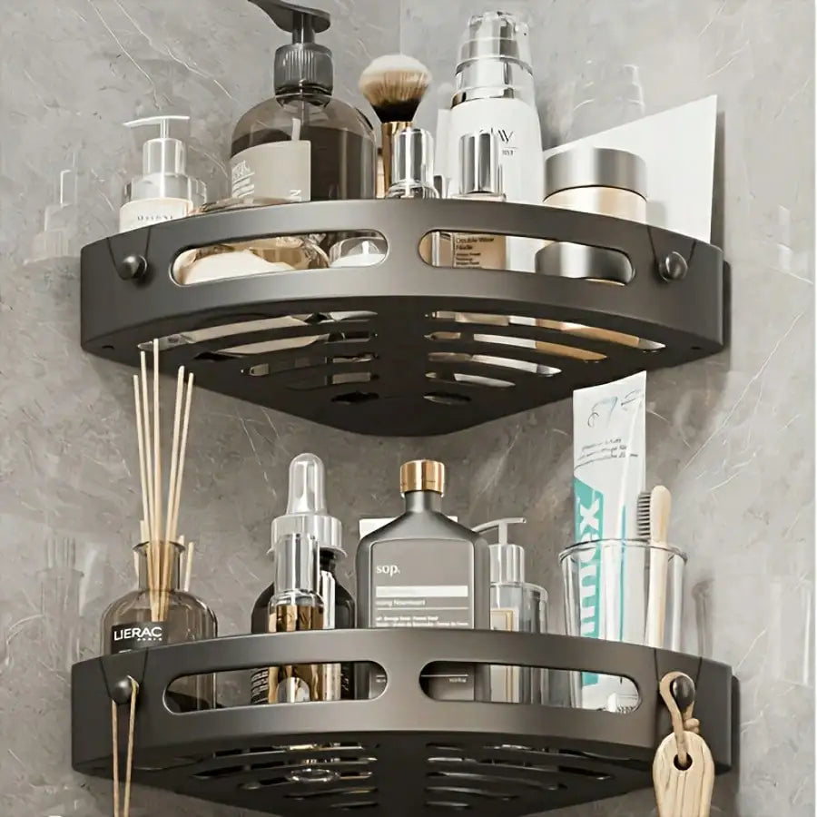 2Pc Wall Mounted Corner Rack: No-Drill