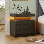 LED Nightstands With 2 Drawers, End Table