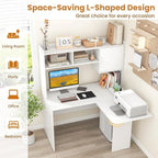 L Shaped Corner Desk with Hutch