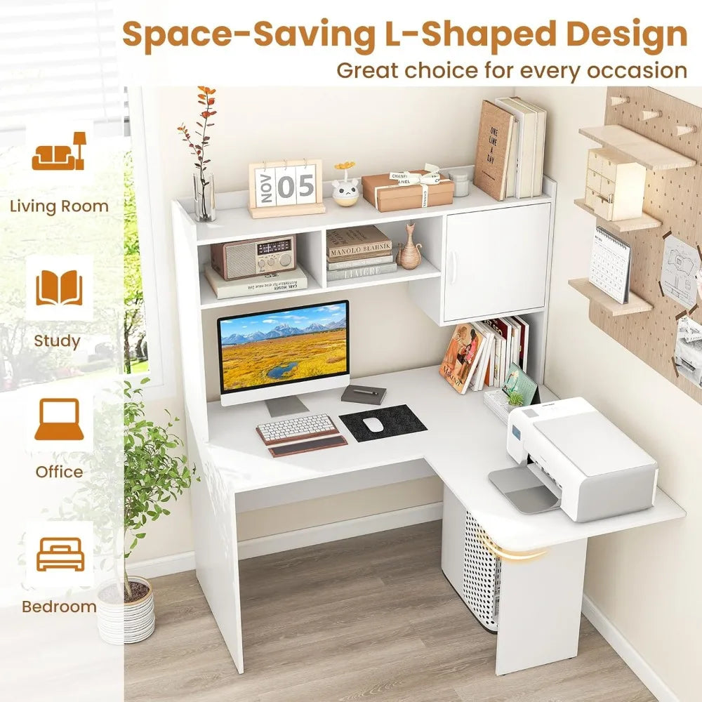 L Shaped Corner Desk with Hutch