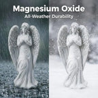 18.9 Inch Outdoor Standing Angel Statue - Stone