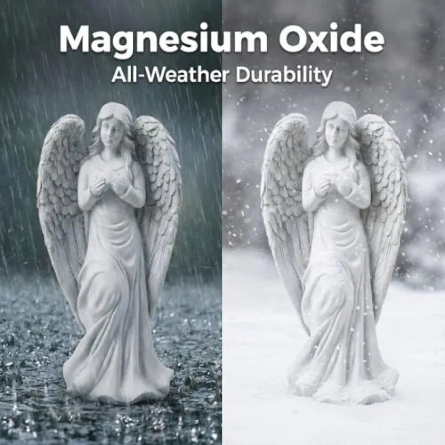 18.9 Inch Outdoor Standing Angel Statue - Stone