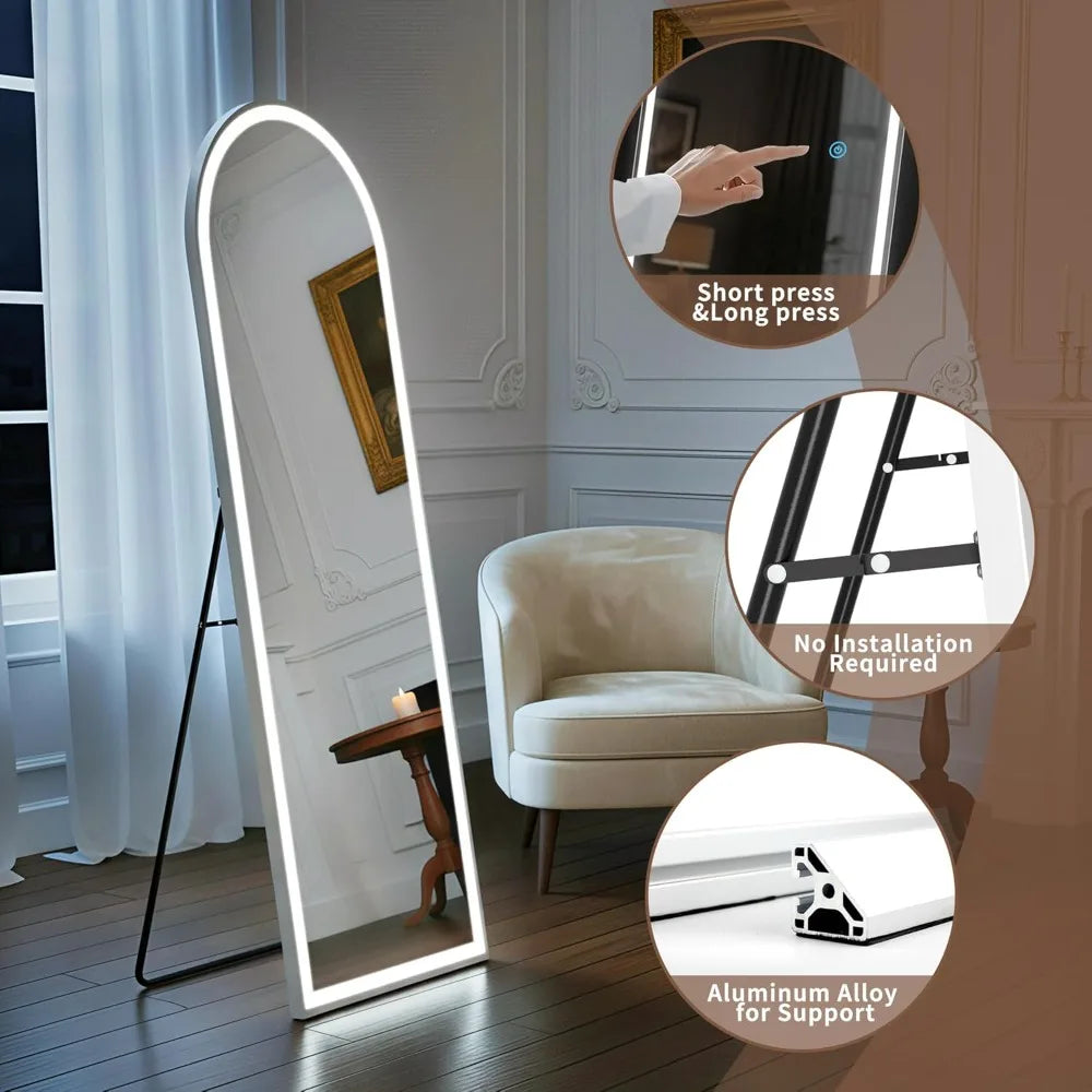 60" LED Floor Mirror with Dimmable Lights