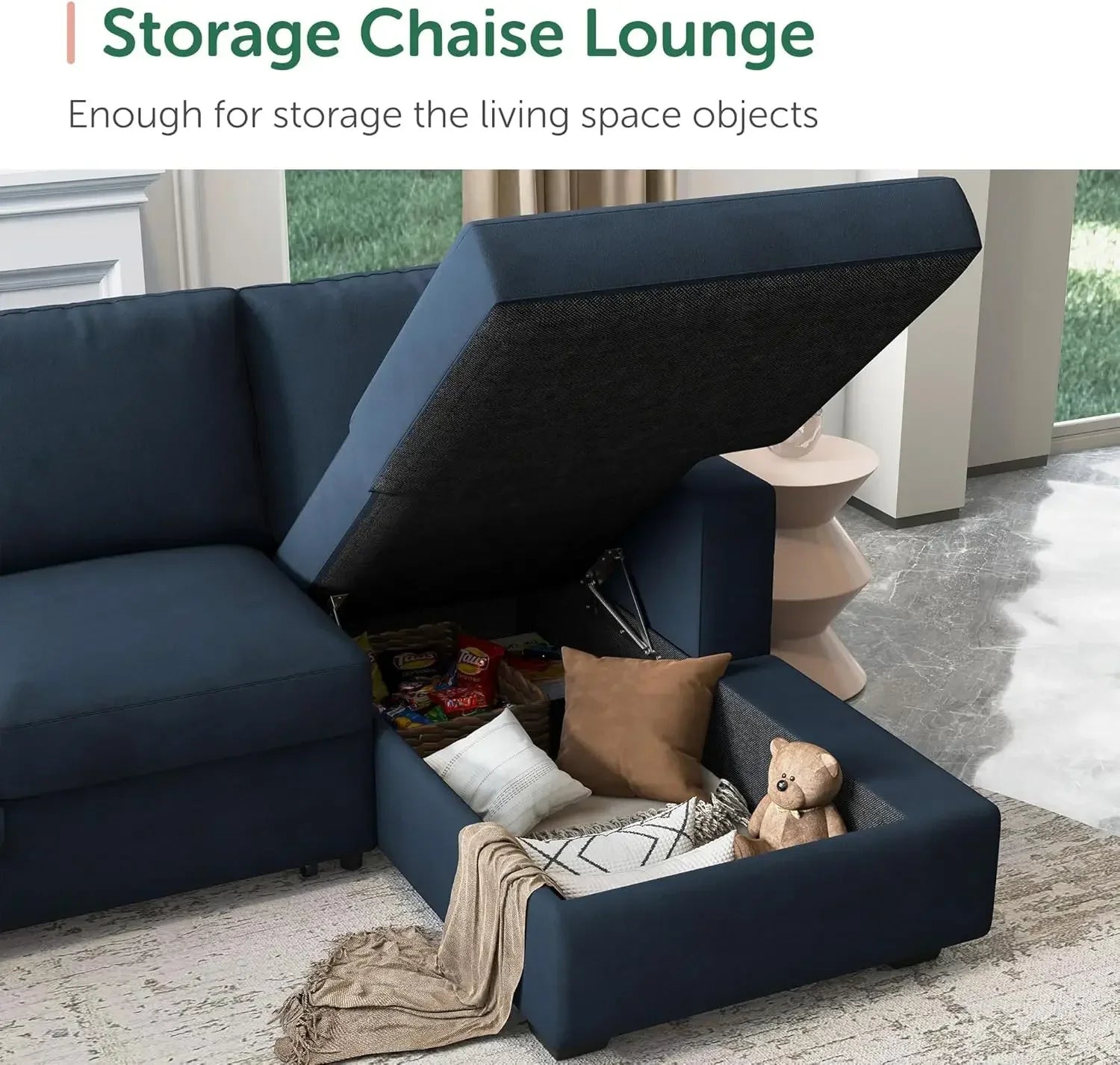 Sectional Sleeper Sofa with Storage Chaise Lounge