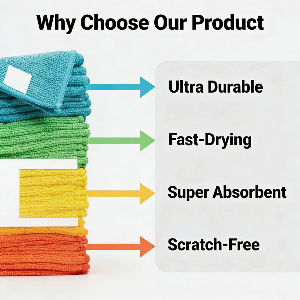 10 Pack Microfiber Cleaning Cloths Lint-Free