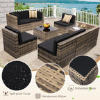 8 Pc Wicker Rattan Patio Furniture Set