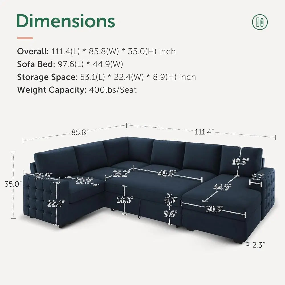 Sectional Sleeper Sofa with Pull-Out Bed