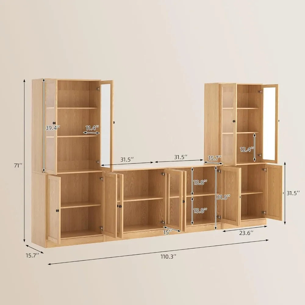 4-Piece Large TV Stand with Bookshelves