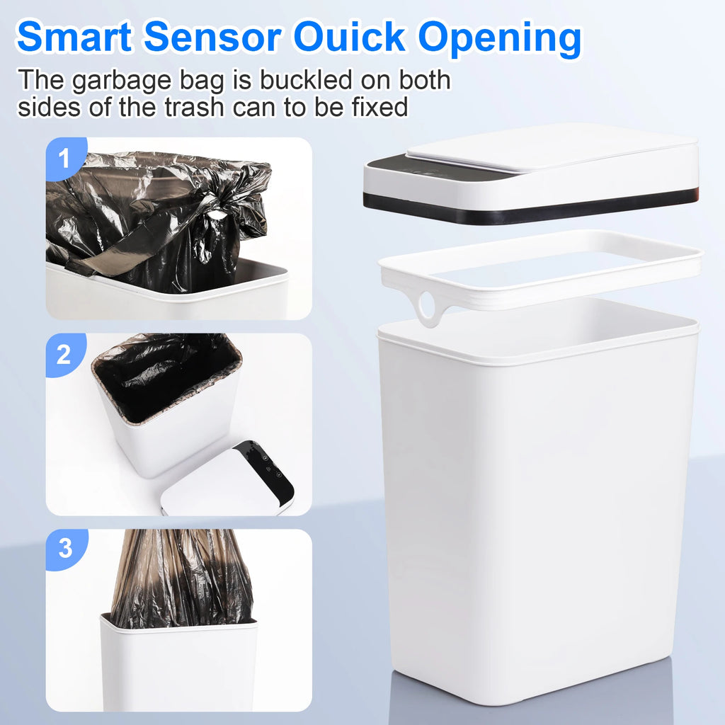 2 Pack  Bathroom Automatic Trash Cans Touchless