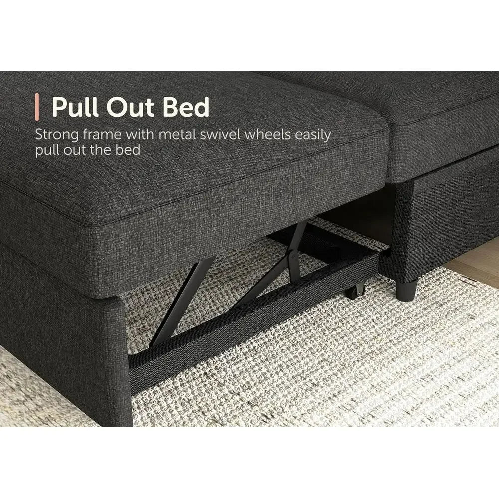 Gray Sectional Sofa with Hidden Bed