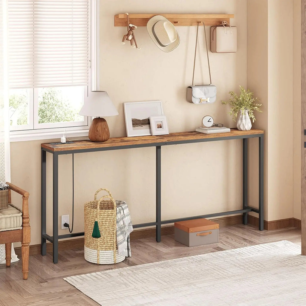 70.9'' Narrow Console Table with Outlet & USB Ports