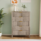 5-Drawer Modern Tall Oak Dresser