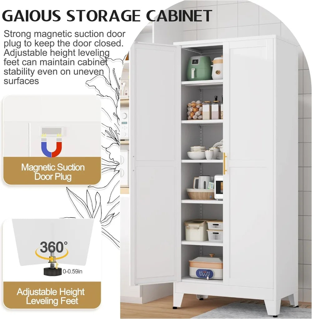 75.2" Tall White Metal Storage Cabinet