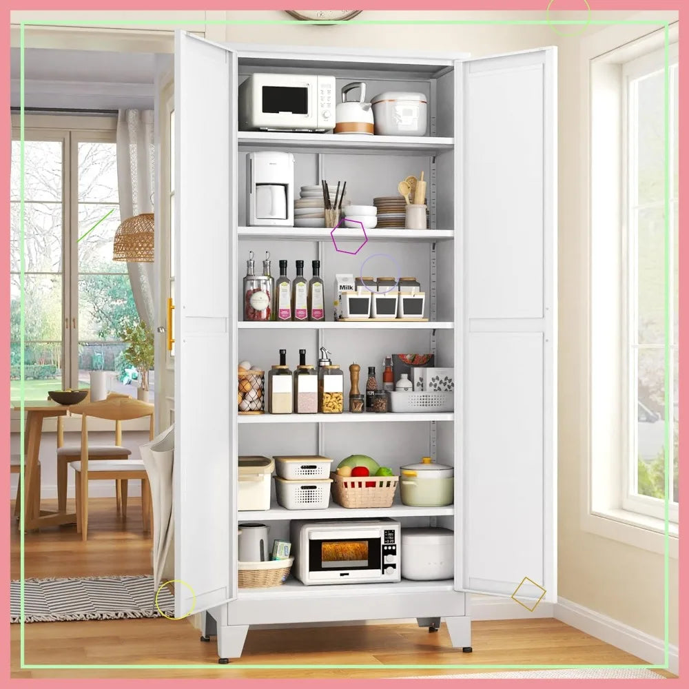 75.2" Tall White Metal Storage Cabinet