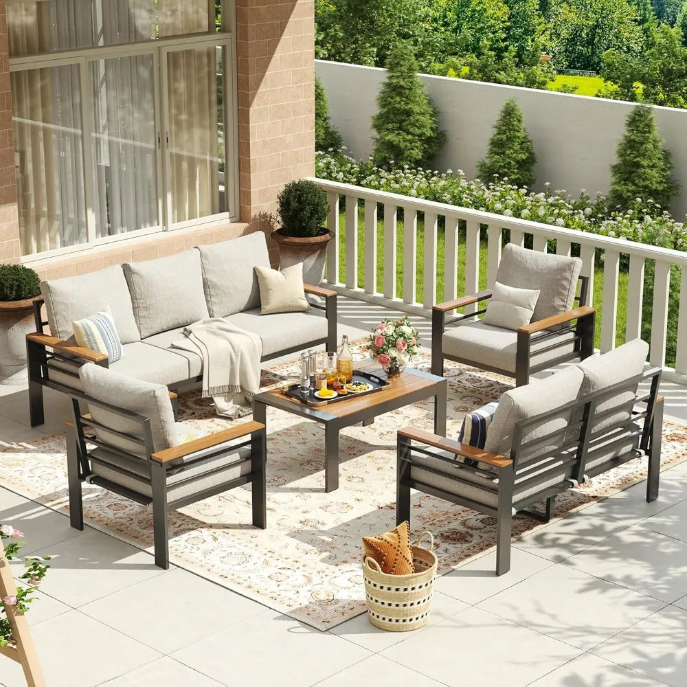 Aluminum Patio Furniture Set,7 Seats & Coffee Table