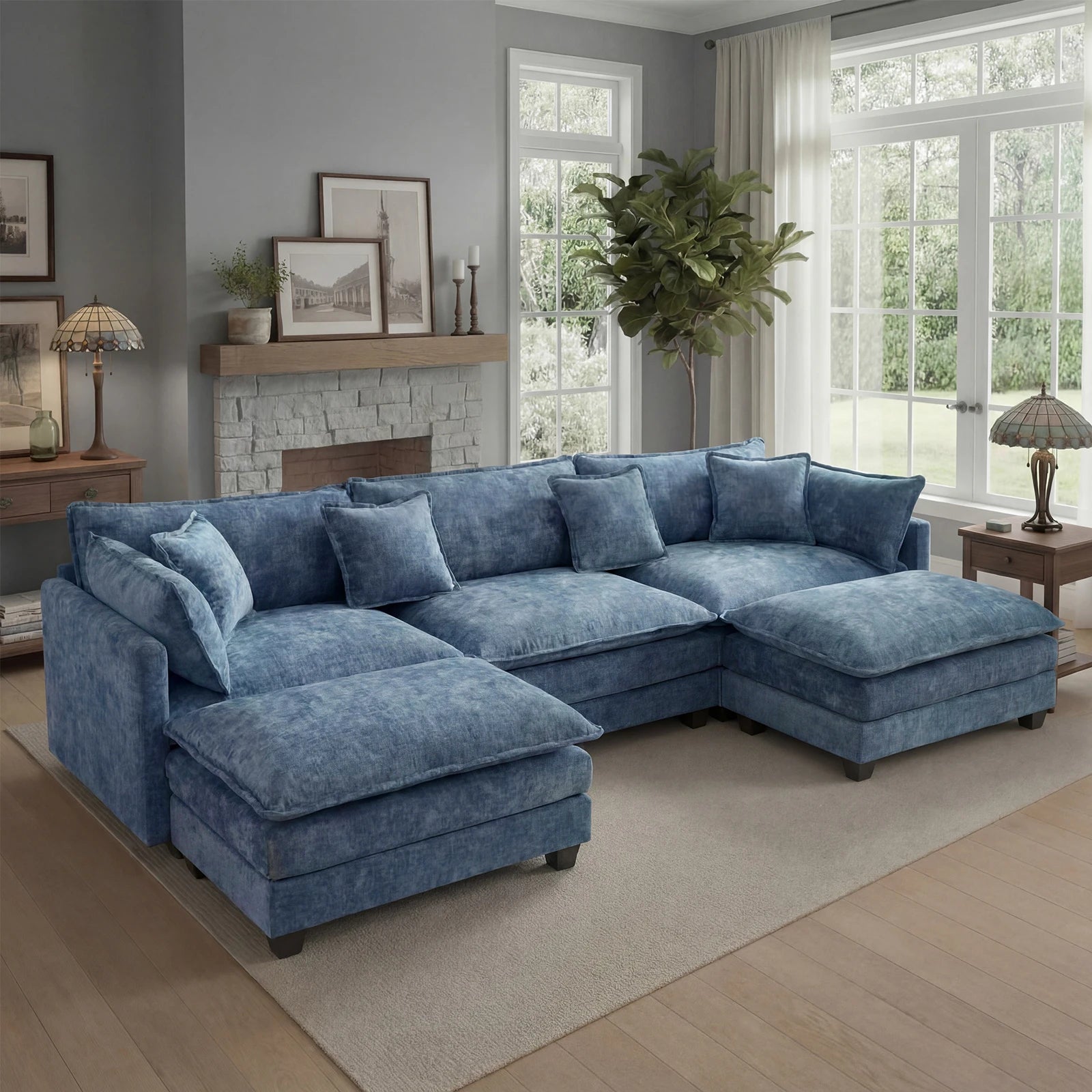 113.4" Modular Sectional Sofa with Ottoman