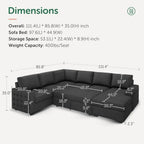 Gray Sectional Sofa with Hidden Bed