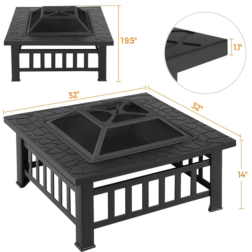 32 Inch Multifunctional Fire Pit Table