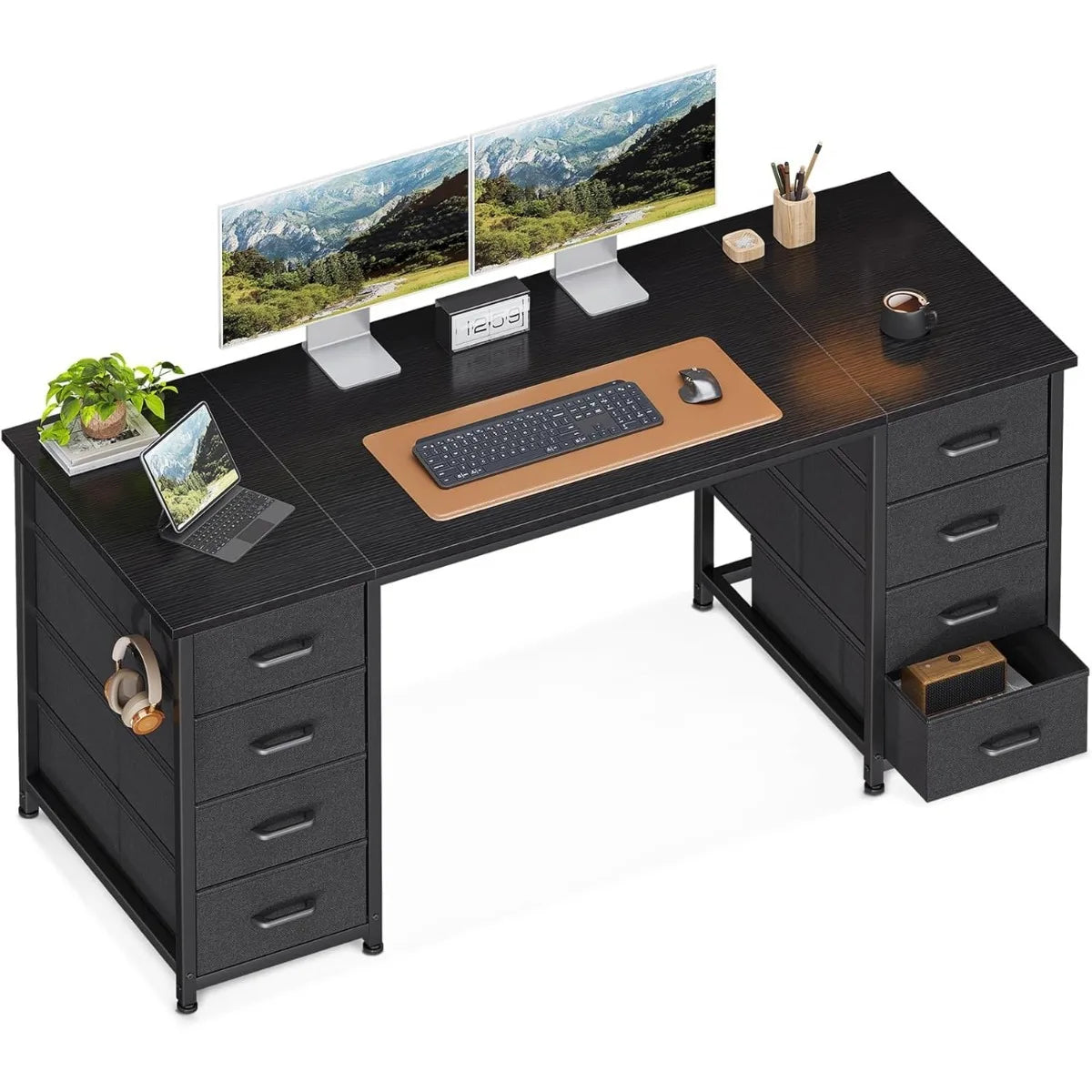 48 Inch White Computer Desk With 8 Drawers