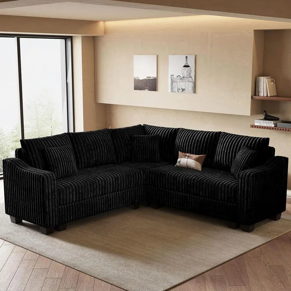 Reversible Chaise Sectional Sofa in Corduroy