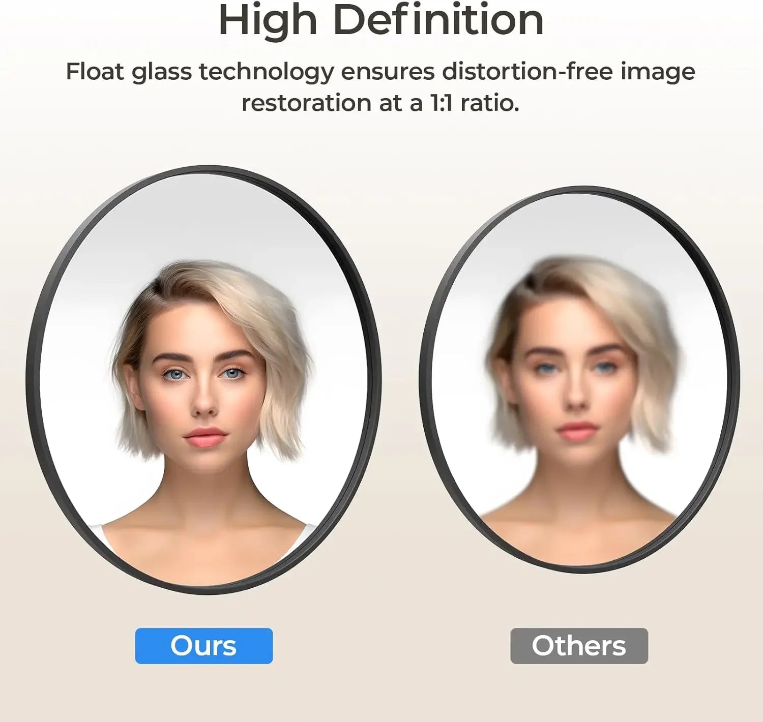 30" Round Bathroom Wall Mirror, Black