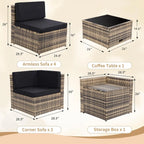 8 Pc Wicker Rattan Patio Furniture Set