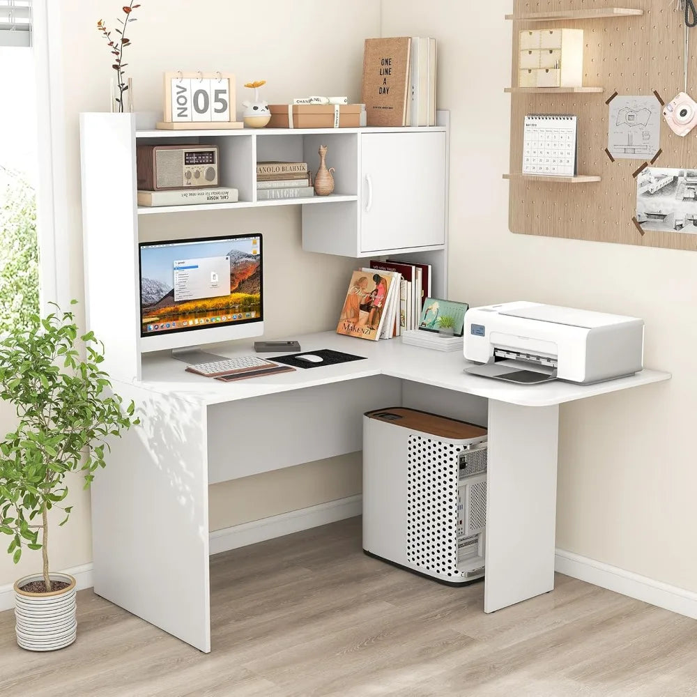 L Shaped Corner Desk with Hutch