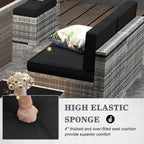8-Piece Outdoor Wicker Sofa Set with Fire Pit Table