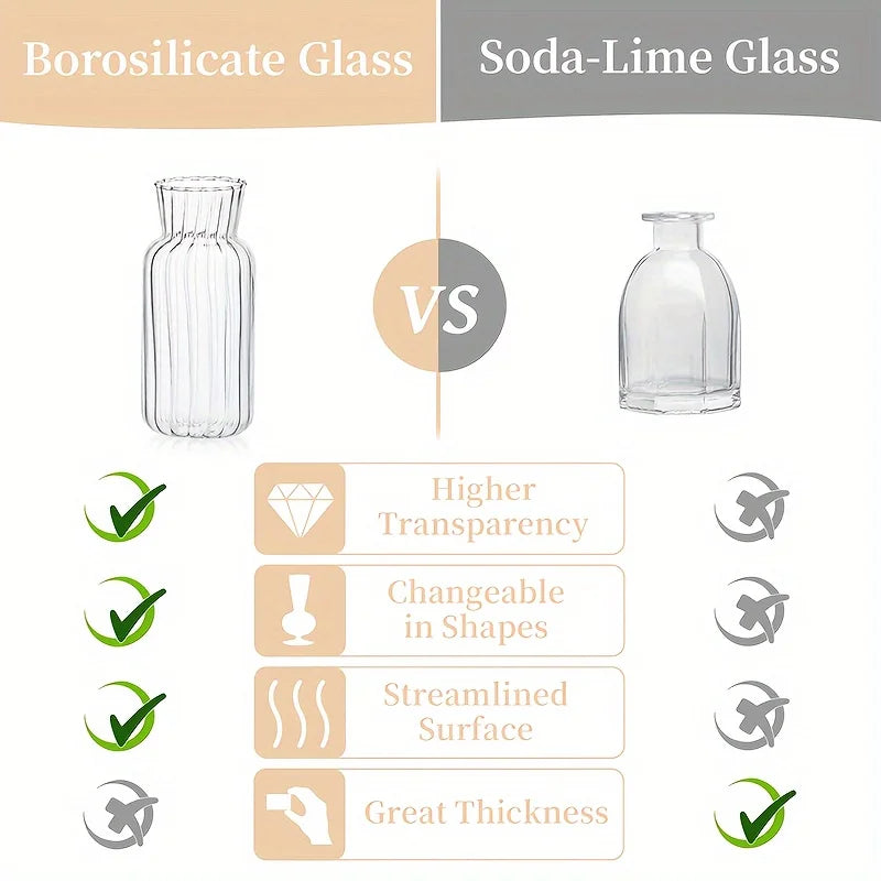 8/16 Piece Modern Transparent Glass Vase Set