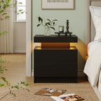 LED Nightstands With 2 Drawers, End Table