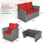 4PC Rattan Patio Furniture Set W/Storage