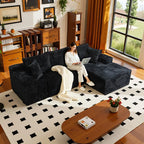 105Inch L-Shaped Sofa  Bed Convertible Corduroy