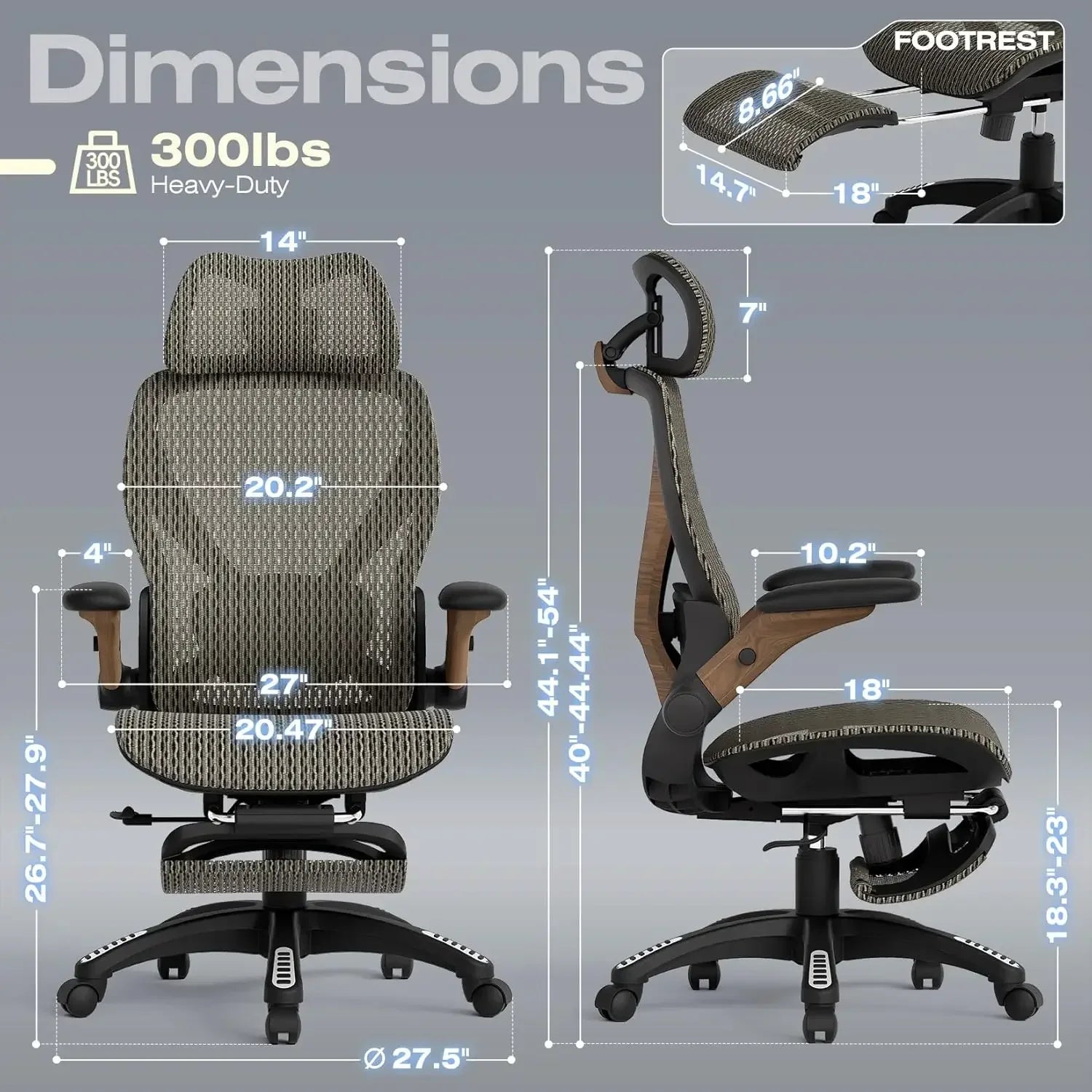 Ergonomic Office Chair with Footrest