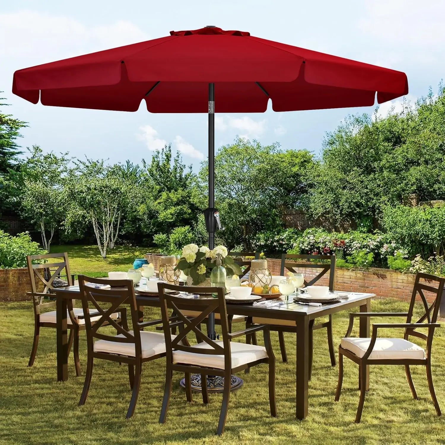 11ft Burgundy Round Patio Umbrella