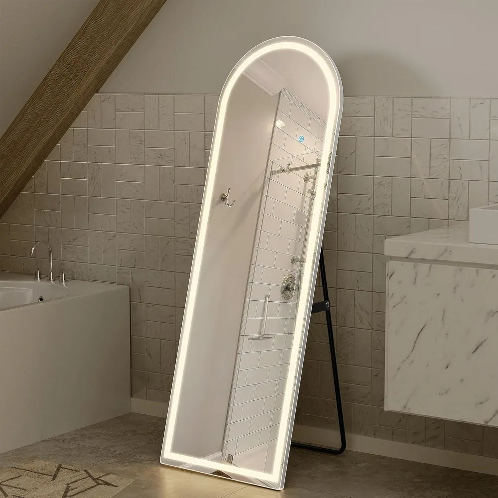 60" LED Floor Mirror with Dimmable Lights