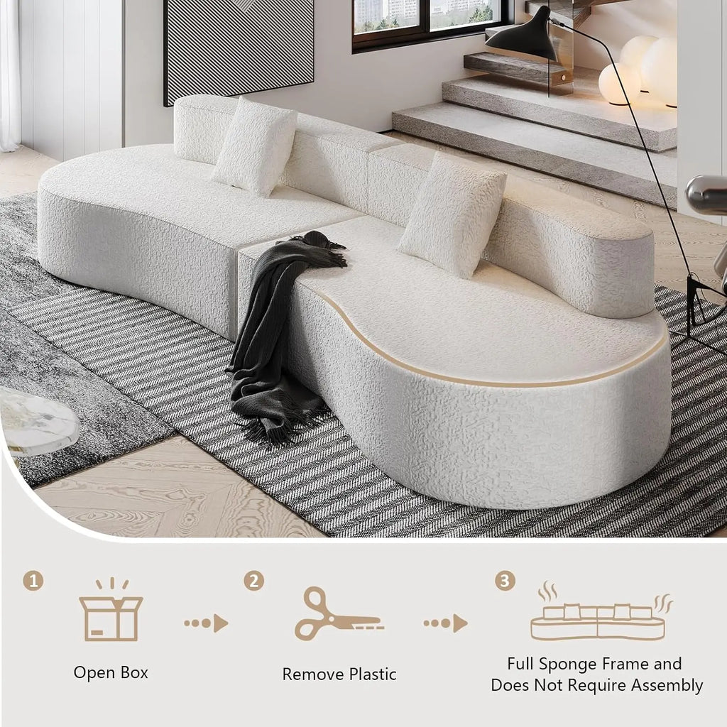 109" Modern Sectional Curved Couch,  4-Seater