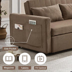 Pull-Out Sleeper Sofa Bed with Side Table
