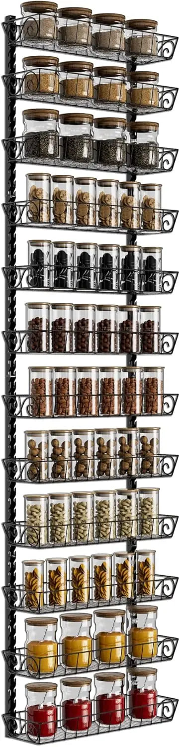 Adjustable Wall Mount Spice Rack, Black