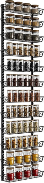 Adjustable Wall Mount Spice Rack, Black
