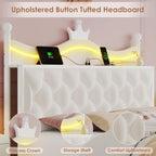 Upholstered LED Canopy Bed Frame