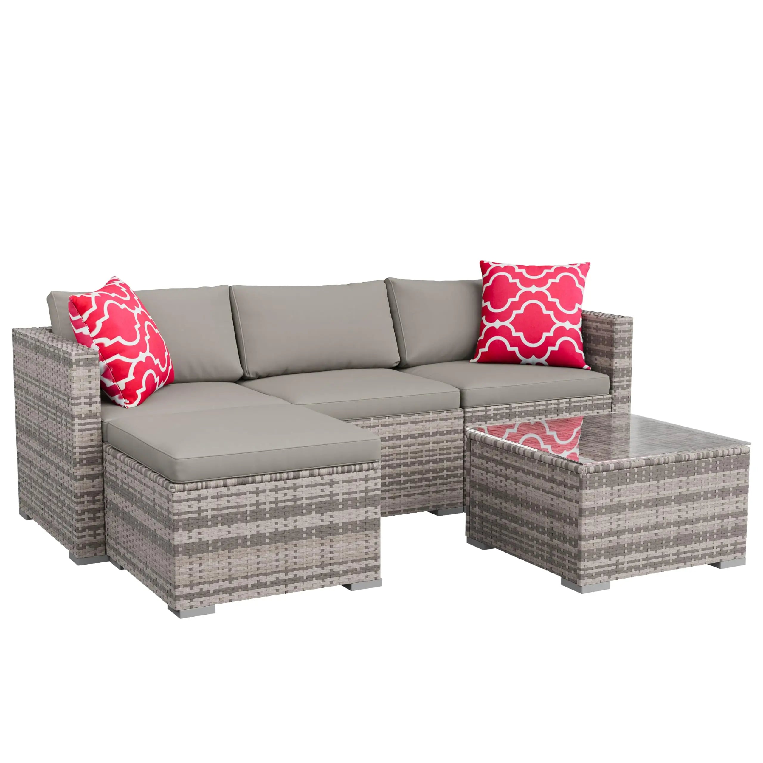 5-Piece Wicker Patio Furniture Set, Modular