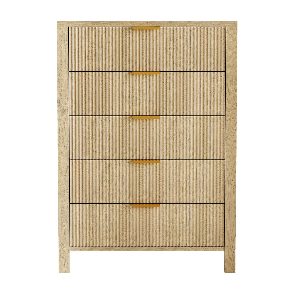 5-Drawer Modern Tall Oak Dresser