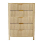 5-Drawer Modern Tall Oak Dresser
