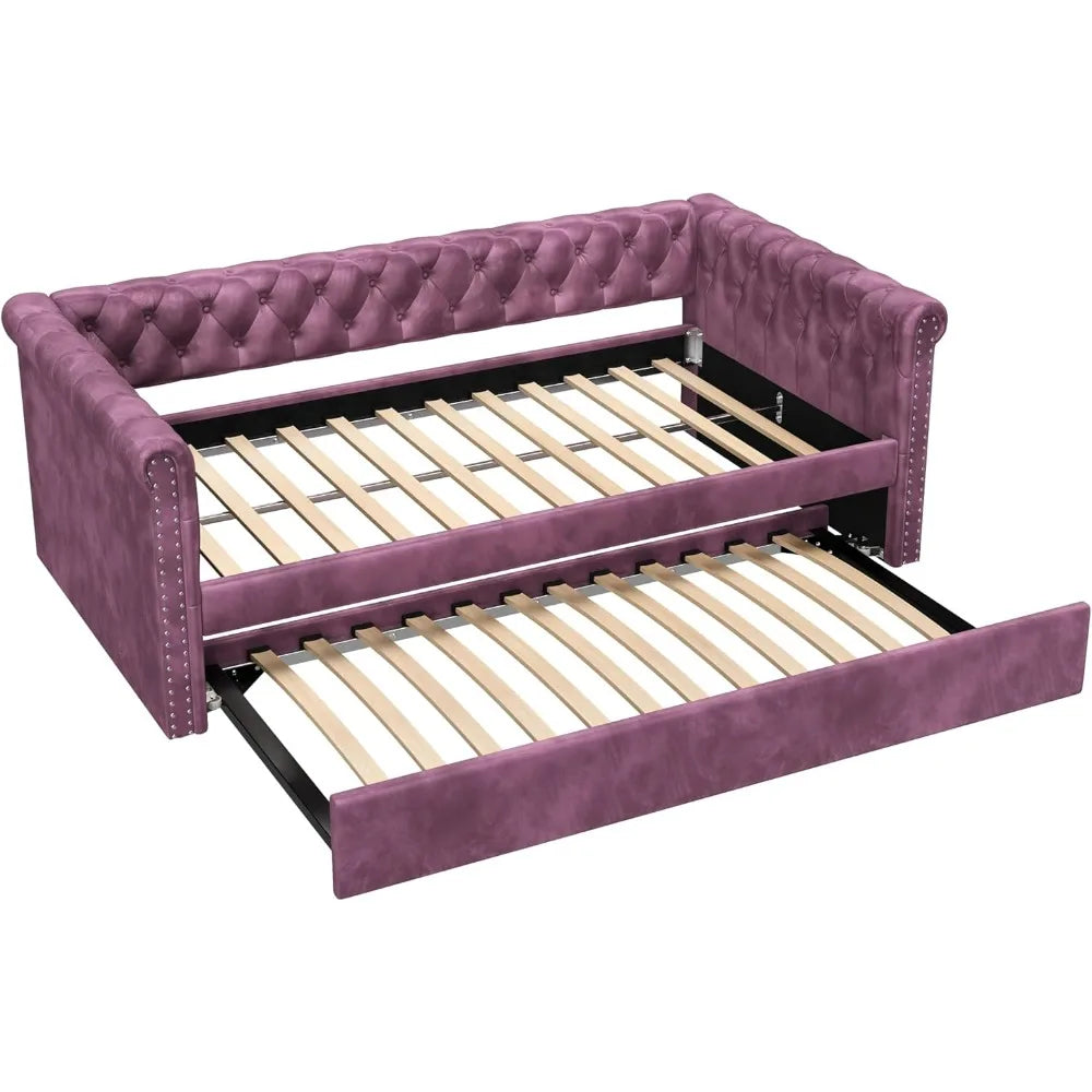 Modern Velvet Daybed with Trundle