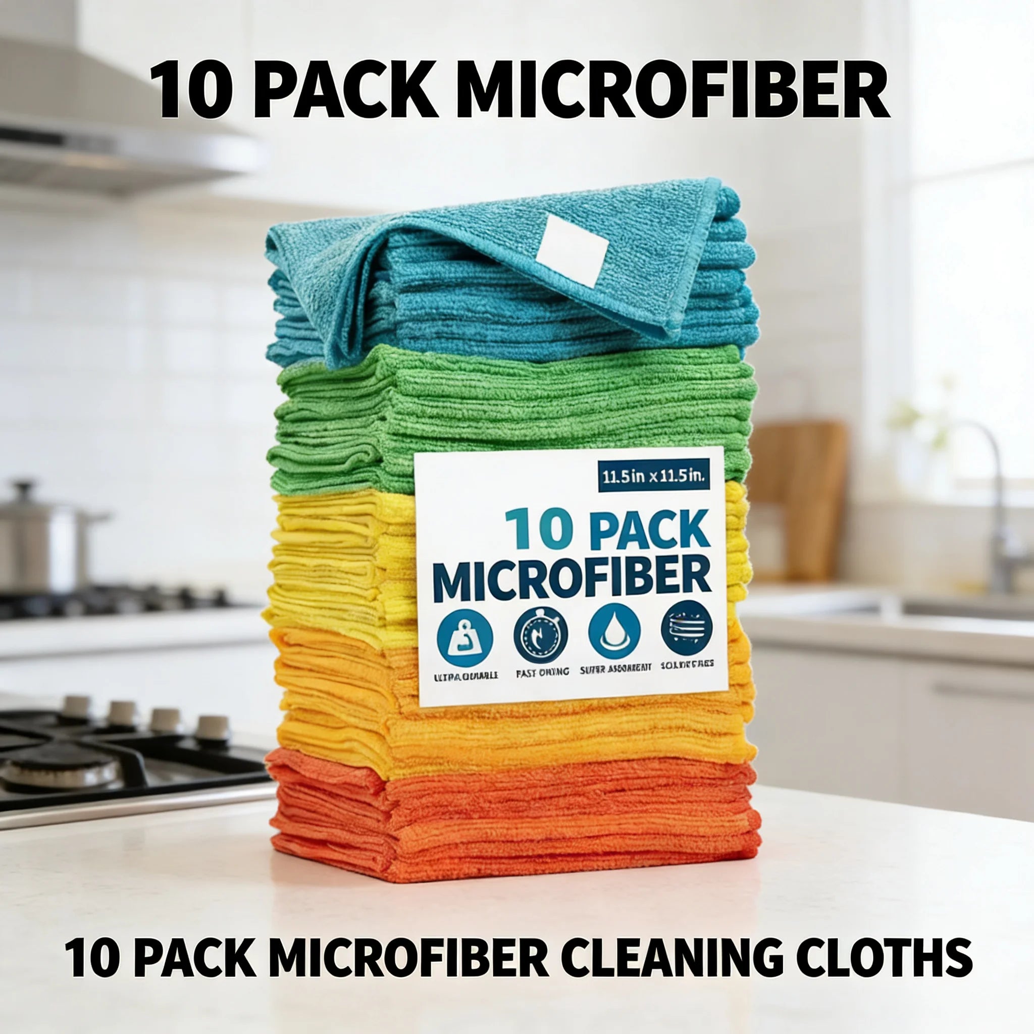 10 Pack Microfiber Cleaning Cloths Lint-Free