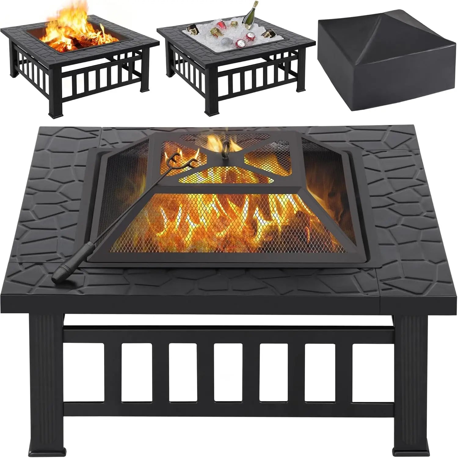 32 Inch Multifunctional Fire Pit Table